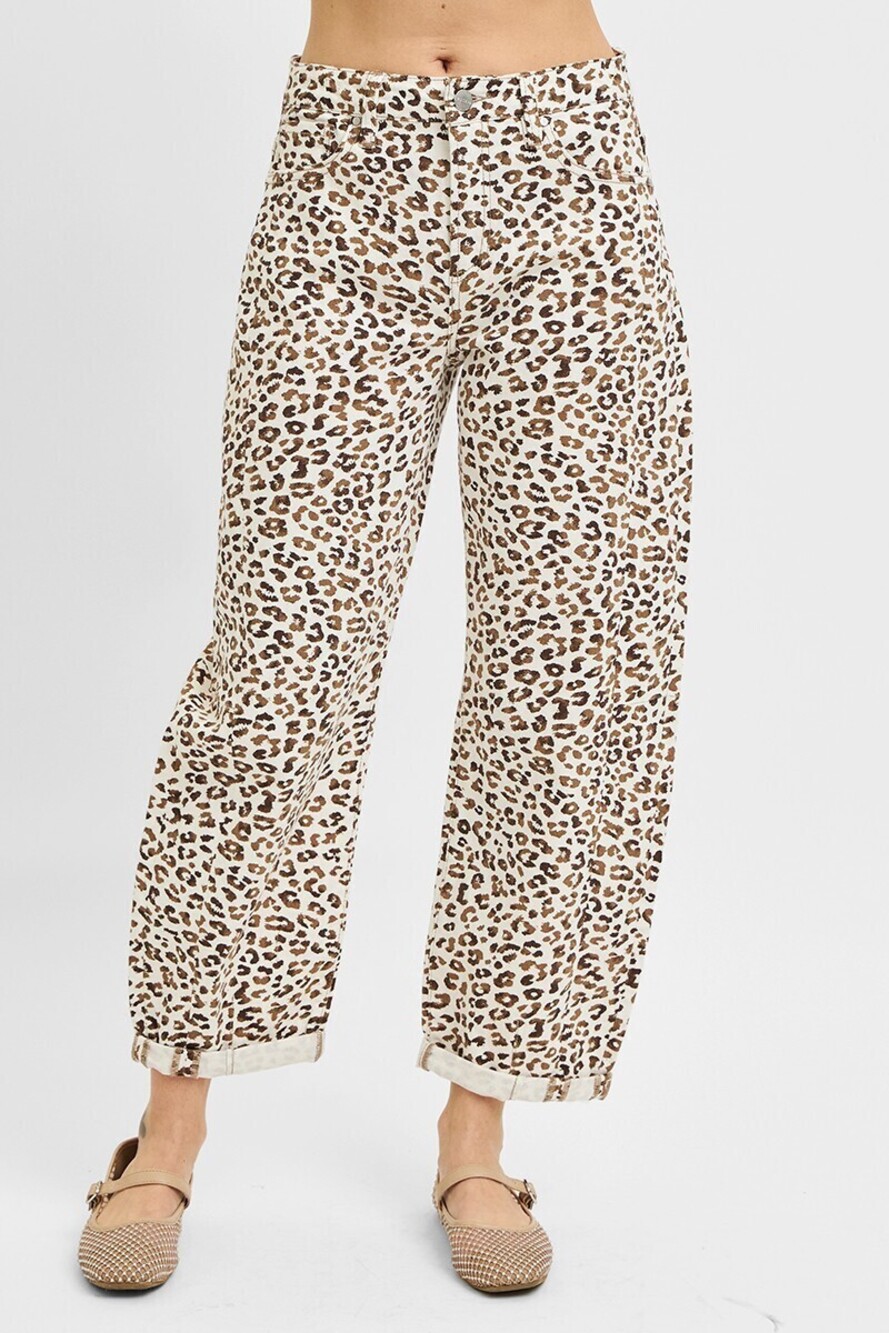 PGC-21146 | Risen Slouchy Cropped Barrel Jeans | Leopard Print | Sizes 25-31 - Picture 2 of 6